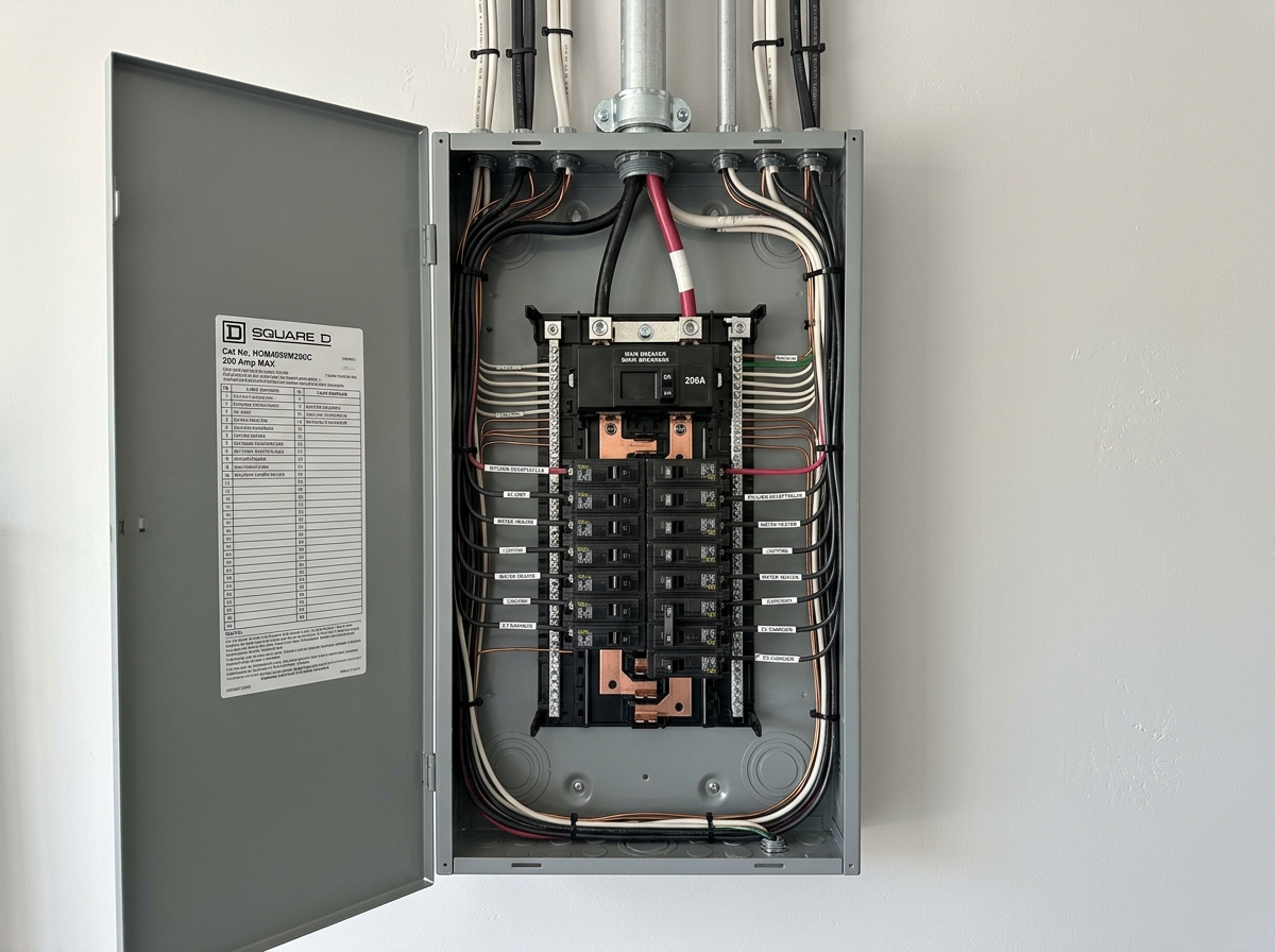 Upgraded 200 amp breaker electrical panel installation in Pickering home by Brock City Electric