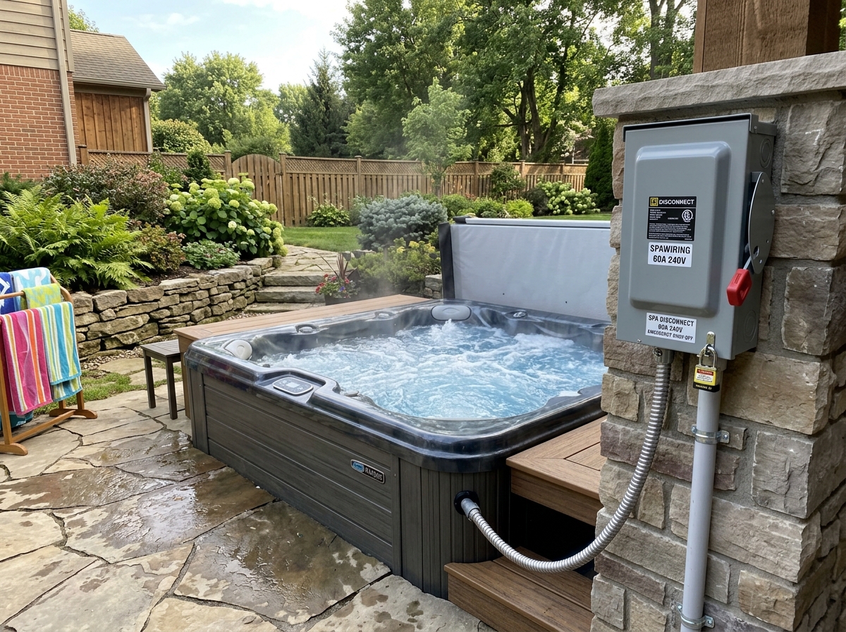 Outdoor GFCI electrical disconnect box for hot tub in Ajax by Ohms Electrical Inc.